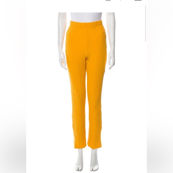 Simon Miller Yellow Ribbed Ankle Pants - Picture 1 of 4